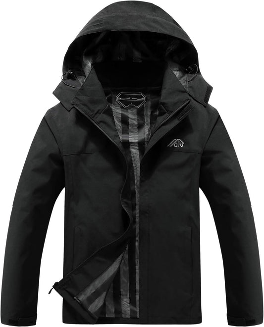 Men'S Lightweight Waterproof Hooded Rain Jacket Outdoor Raincoat Shell Jacket for Hiking Travel